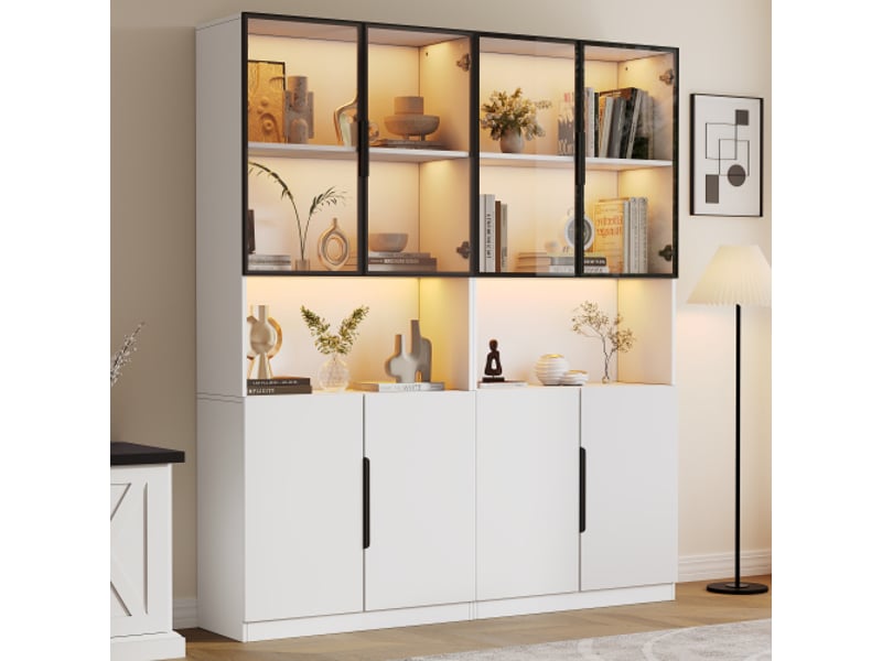  Vitrine - moderne minimaliste - portes en verre trempé - éclairage led réglable - anti-basculement  - Conforama B