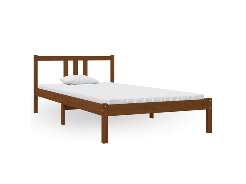  Lit simple- lit adulte -  cadre de lit sans matelas marron miel bois massif 100x200 cm  - Conforama A