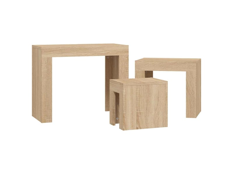  Tables basses gigognes 3 pcs | table de salon chêne sonoma bois d'ingénierie  - Conforama E