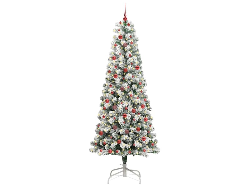  Sapin de noël - arbre de noël artificiel à branches articulées vert et blanc  - Conforama C