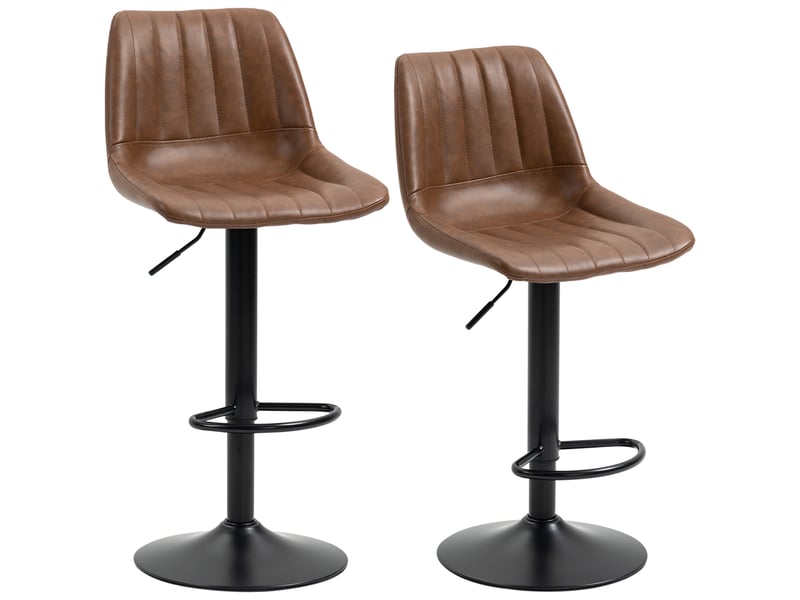  Tabourets de bar lot de 2 réglables - lpospi - rotation 360°, repose-pieds, simili cuir, acier - marron  - Conforama A