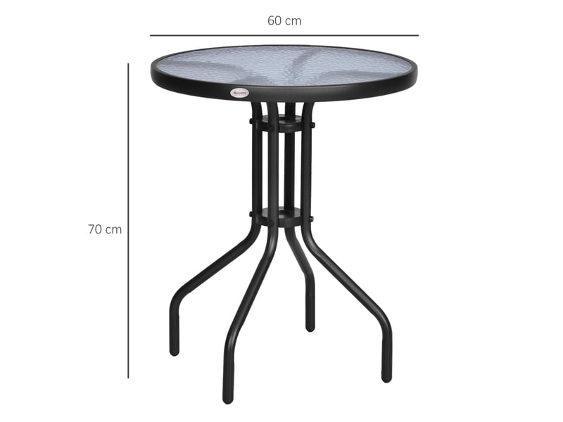 Table de jardin bistrot ronde avec plateau en verre de sécurité et structure métal pour balcon, noire, ø 60 × 70 cm - Conforama D