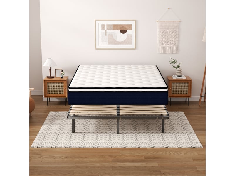  Ensemble 140x190cm matelas à ressorts +sommier à lattes sur pieds, epaisseur du matelas 25cm  - Conforama D