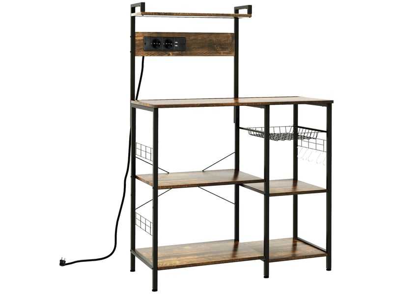  Grille pour four à micro-ondes avec étagères et panier métallique, 90 x 42 x 130 cm, marron  - Conforama A