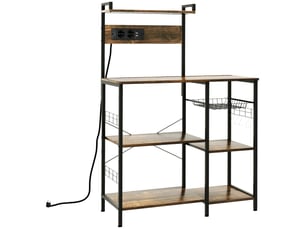 Grille pour four à micro-ondes avec étagères et panier métallique, 90 x 42 x 130 cm, marron