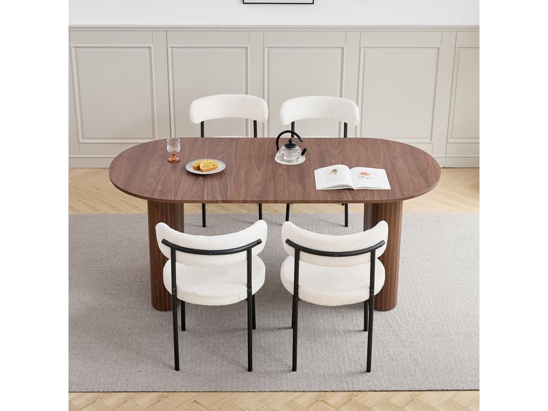  Table à manger ovale - 180 cm table mdf de moderne - pour 6-8 personnes - mdf - couleur noyer  - Conforama C