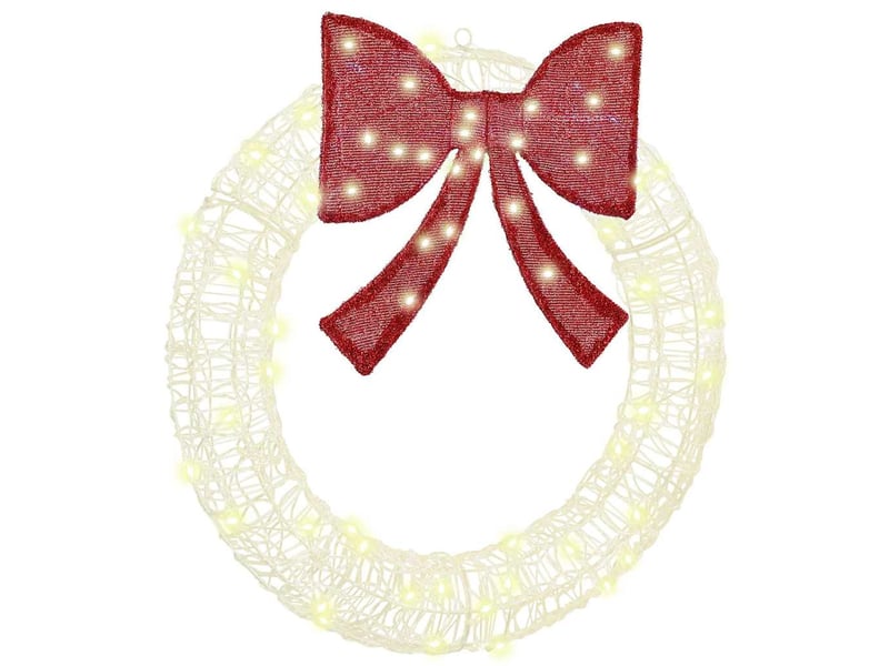 Couronne de noël, décoration de noël 60 led blanc chaud 76 x 76 x 8,5 cm acrylique cf61756 - Conforama A