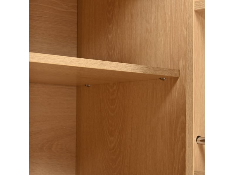 Armoire haute buffet 76x40x180 cm, meuble rangement cuisine avec 2 portes, 1 tiroir et étagères ouvertes couleur nature - Conforama R