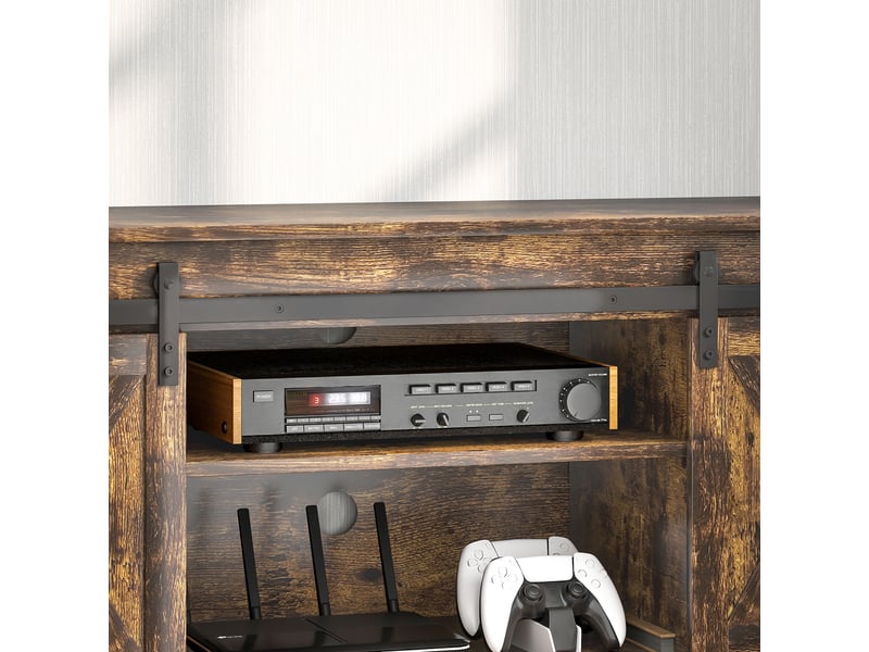  Meuble tv 120 cm marron - design fonctionnel avec rangements, compatible tv jusqu'à 60 pouces  - Conforama D