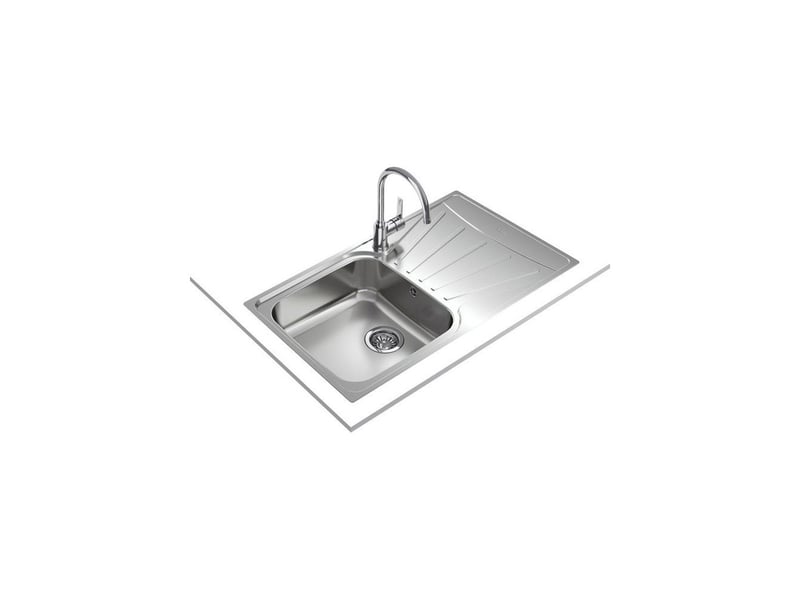  Evier cuisine encastrable 50 cm inox mat reversible 1 cuve 1 egouttoir TEK1703029435715 - Conforama E