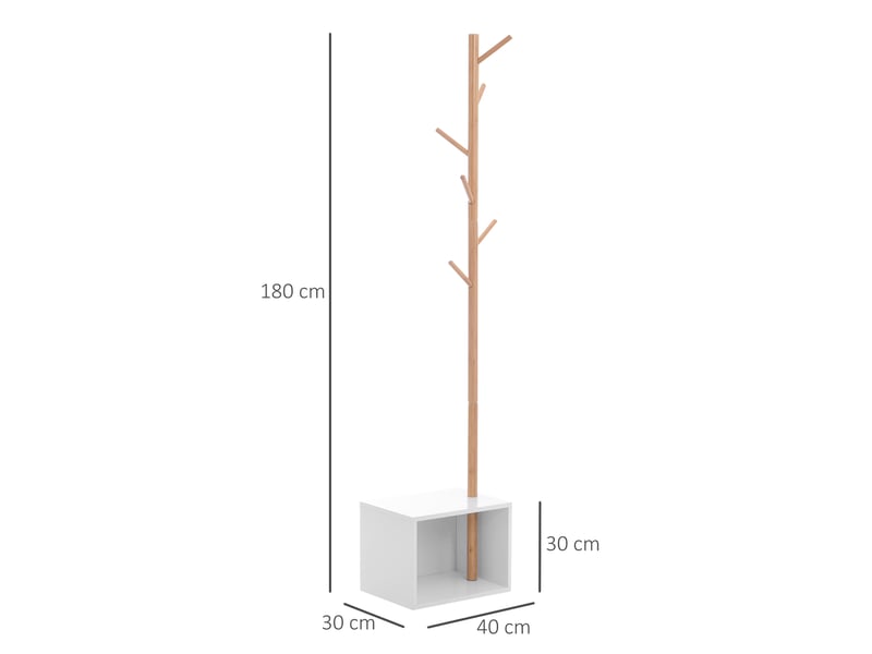 Meuble rangement porte-manteaux 2 en 1 cosy 40l x 30l x 180h cm mdf blanc bois bambou massif - Conforama C