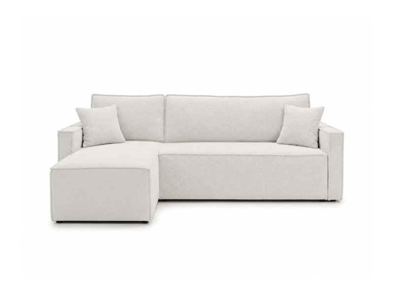  Farah - canapé d'angle reversible convertible 4 places accoudoirs slim en bouclettes texturées  - Conforama E