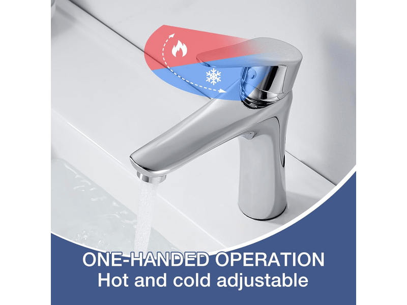 Robinet de lavabo de salle de bain, robinet de lavabo, en acier inoxydable, chaud et froid, chromé, avec tuyau d'arrivée d'eau de 60 cm  - Conforama C