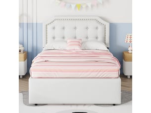 Lit avec rangement 90x200 cm OKWISH coloris beige