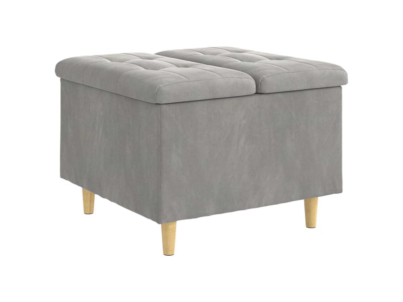  Ottoman, repose pied salon avec rangement gris clair 60x60x45 cm velours  - Conforama A