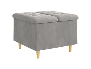 Ottoman, repose pied salon avec rangement gris clair 60x60x45 cm velours