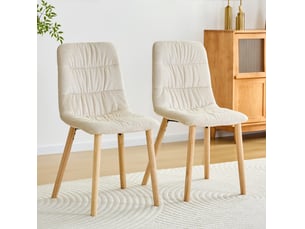 Lot de 2 chaises de salle à manger 88 cm chaise cuisine, assise confortable, dossier ergonomique, moderne, bois+tissu, blanc