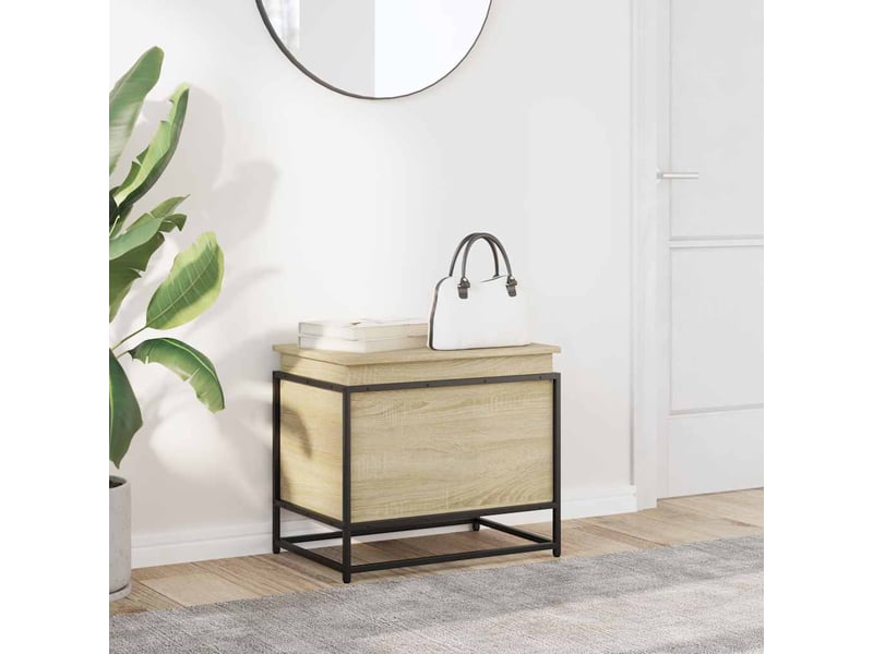 Boîte de rangement, coffre de rangement avec couvercle chêne sonoma bois ingénierie shl133 - Conforama C