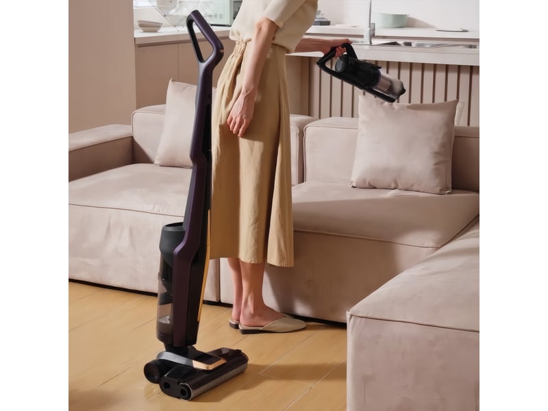  Aspirateur balai laveur p40 prow sans fil 450w45kpa 60 min-écran led nettoyage humide sèche 560ml220ml-tous types de sols  - Conforama C