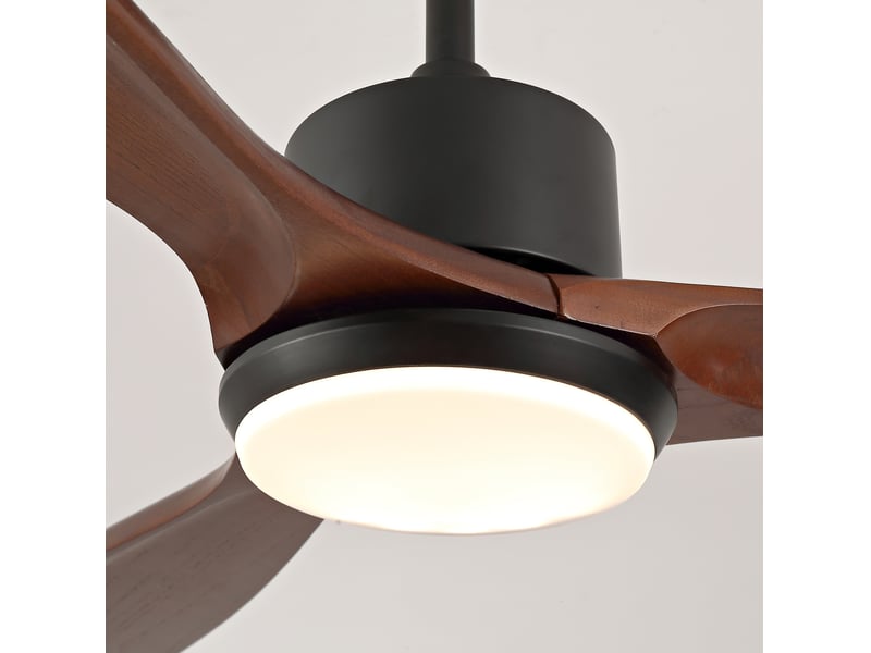 Ventilateur de plafond 70 pouces 3 pales en bois, led 3cct, télécommande - Conforama E