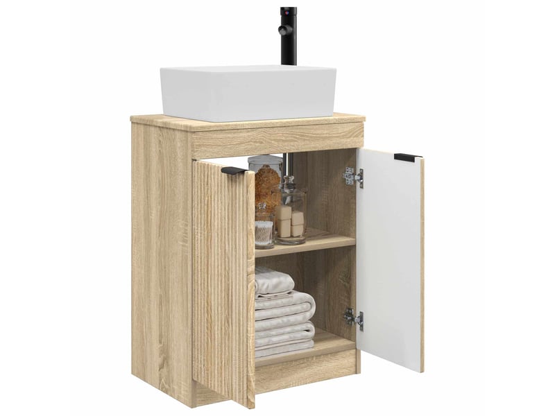 Meuble salle de bain avec évier, meuble de rangement chêne sonoma 54x35x83 cm shl5411 - Conforama C