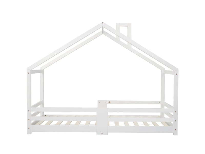  Lit enfant cabane 90 x 200 cm avec sommier, pin + mdf, blanc, sans matelas  - Conforama C