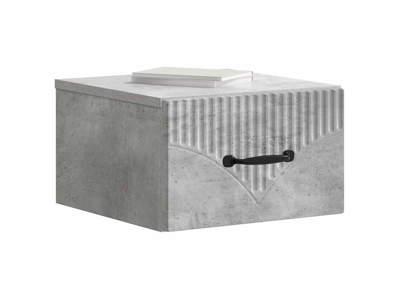 Table de chevet mural 2 pièces gris béton 34,5 x 33 x 20 cm - Conforama A