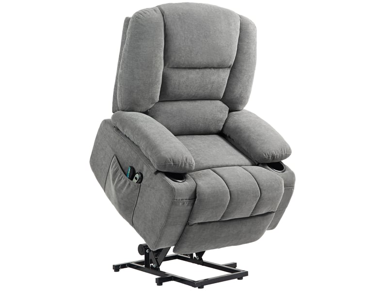  Fauteuil relax électrique releveur,97x90x102 cm,avec massage et chauffage,polyester,gris foncé  - Conforama A