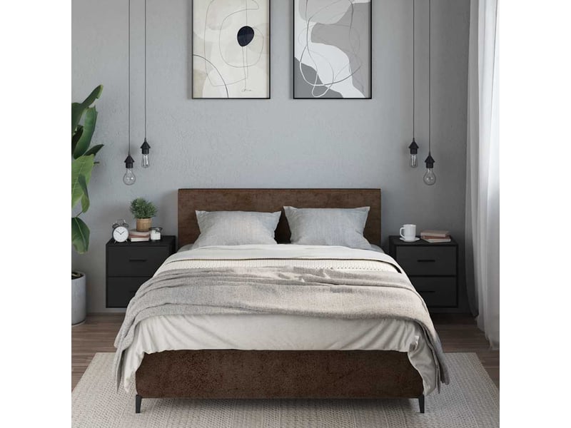  Vidaxl table chevet murale noire 2 tiroirs métal meuble rangement étagère 40x31x39.5cm chambre  - Conforama C
