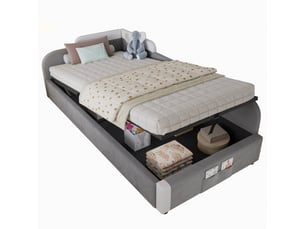 Lit coffre 90x200 cm <strong></strong>  <strong></strong> coloris gris