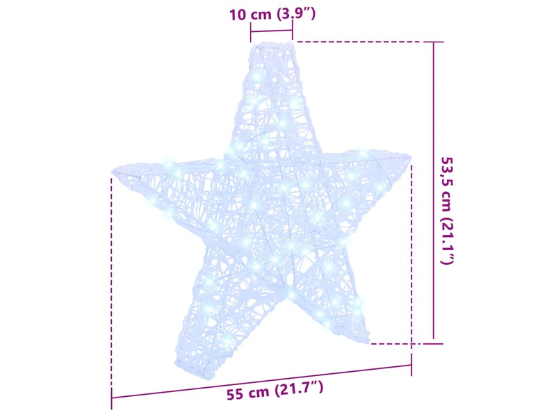  Étoile en 3d 50 led blanc froid 55 x 53,5 x 10 cm acrylique cf61918  - Conforama E