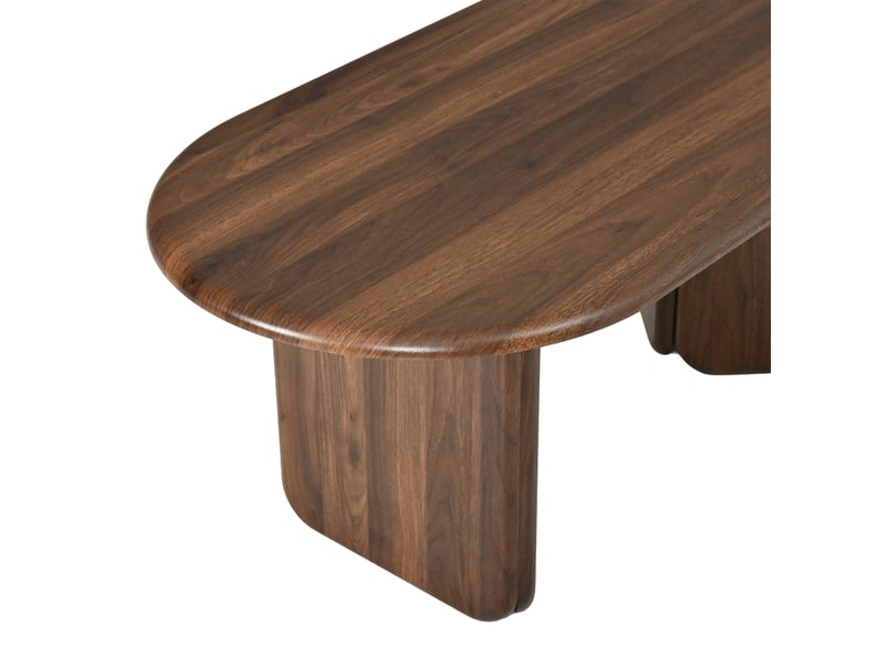  Table basse ovale 99x50x40 cm finition noyer en mdf, pieds décoratifs arrondis et charge 40 kg Fay Lum - Conforama E