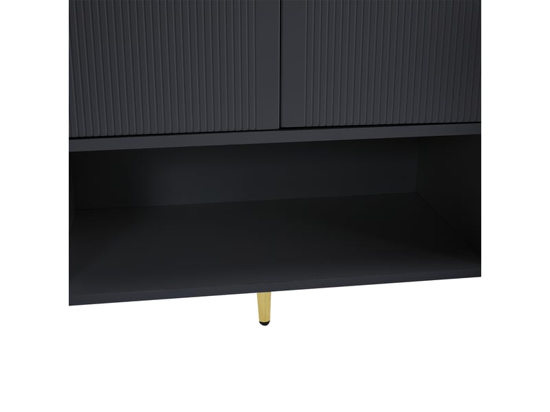  Meuble à chaussures pour l'entrée 16 paires avec 4 portes,2 tiroirs,1 niche et pieds en métal doré,noir meuble à chaussures noir - Conforama E