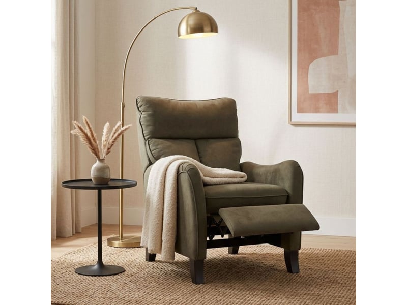  Fauteuil relax manuel tissu microfibre aspect suédine taupe - amboise AMBOISE - Conforama B