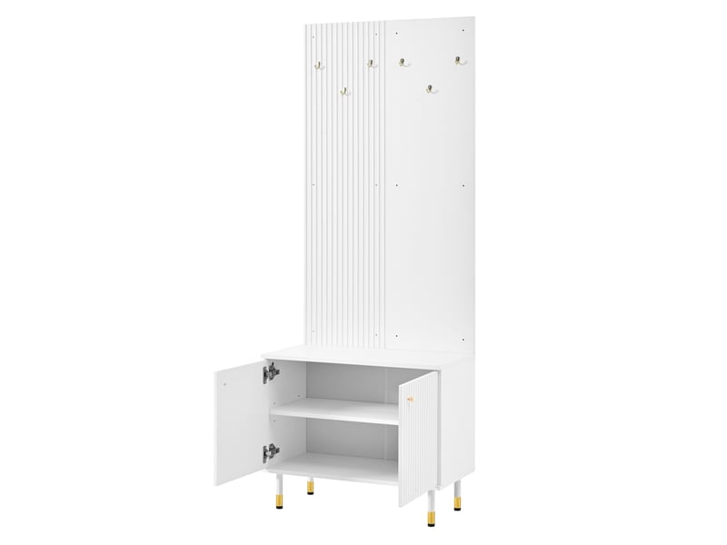  Ensemble vestiaire tcqpz modulable avec meuble à chaussures, rangement et 6 crochets blanc  - Conforama A