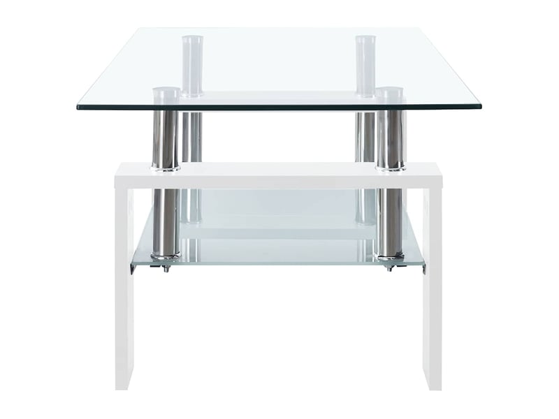  Table basse rectangulaire | table de salon blanc et transparent 95x55x40 cm verre trempé  - Conforama E