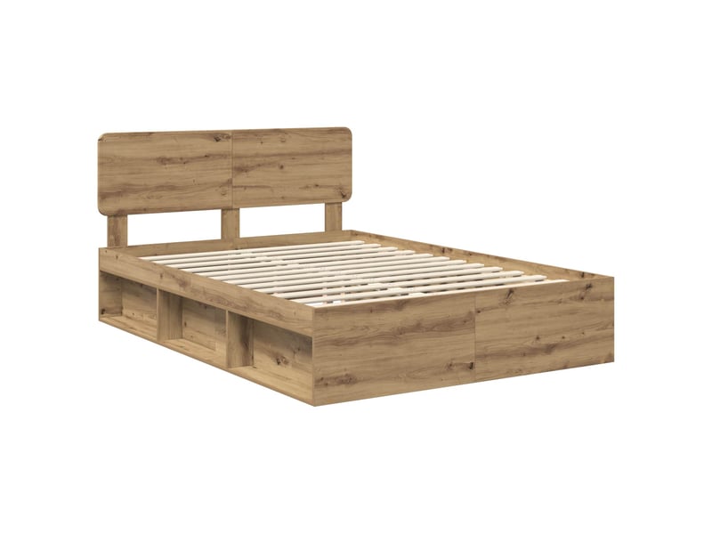  Lit double- lit adulte -  cadre de lit chêne artisan 150 x 200 cm pin massif  - Conforama C