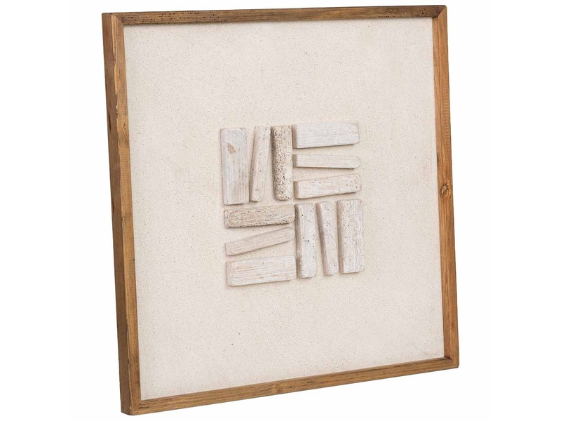 Tableau en bois recyclé fait main relief blanc et beige 62x4x62 cm h - Conforama A