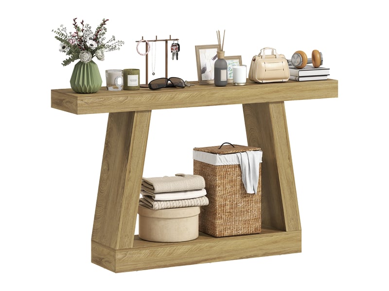  Console 140 cm, dossier de canapé avec rangement, chêne.  - Conforama A