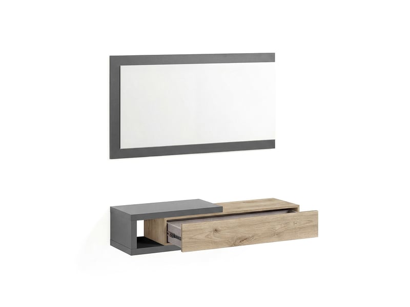  Armoire de couloir derek avec miroir gris grafito - alpine oak 95 x 19 x 26 cm REC26A01GO - Conforama E