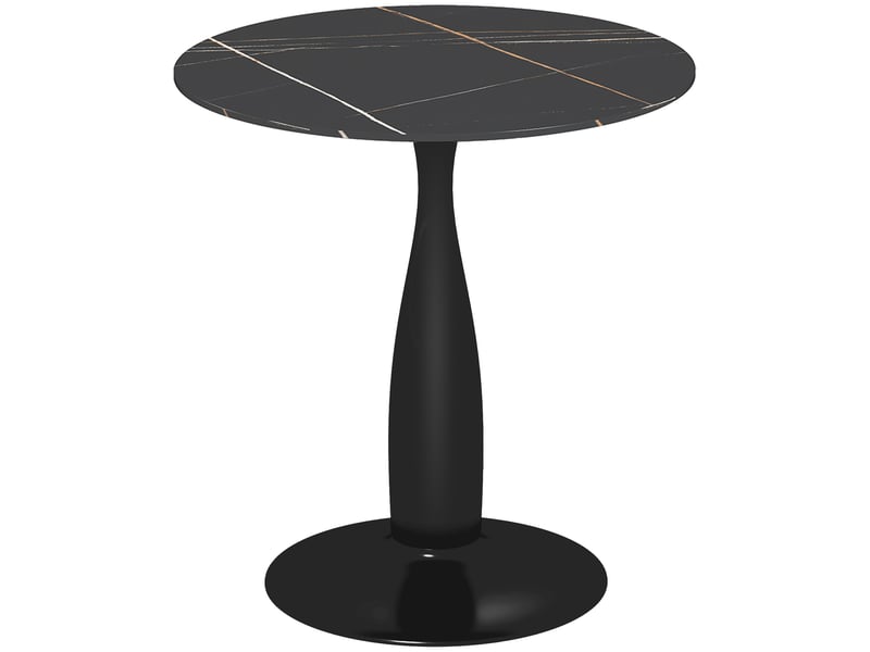  Table de salle à manger ronde, acier thermolaqué, mdf mélaminé, pieds antidérapants, 70 x 74 cm, noire  - Conforama A