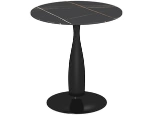 Table de salle à manger ronde, acier thermolaqué, mdf mélaminé, pieds antidérapants, 70 x 74 cm, noire