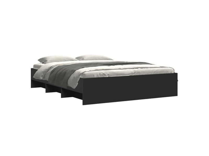 Lit double- lit adulte - cadre de lit sans matelas noir 150x200 cm bois d'ingénierie - Conforama B