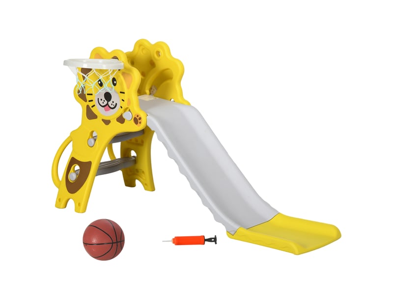 Toboggan pour enfants intérieur extérieur avec panier de basket pour les enfants de 18 à 36 mois, jaune, gris - Conforama A