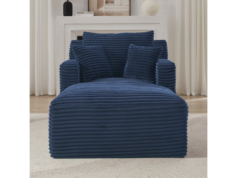  Chaise longue de relaxation moderne - 100x166x82cm - fauteuil de salon en velours côté design sans montage - bleu  - Conforama D