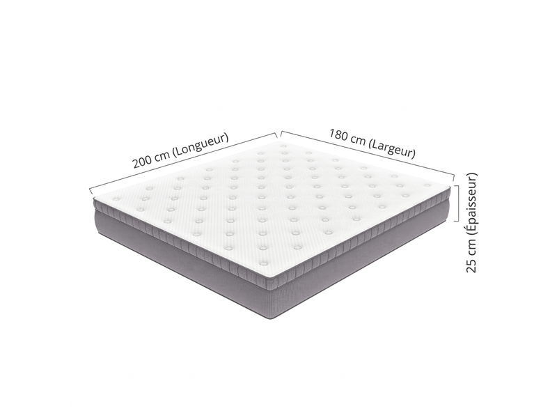  Matelas 180x200 ressorts ensachés 7 zones h3 épaisseur 25 cm, soutien ergonomique adulte  - Conforama B