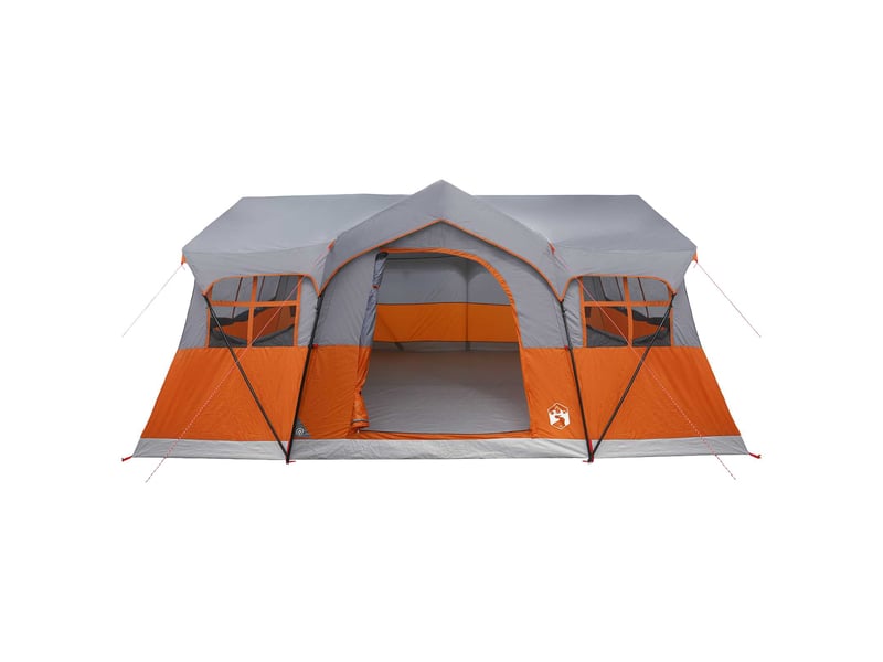  Tente de camping, tente familiale gris et orange 10 personnes polyester et acier  - Conforama D