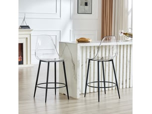 tabouret de bar  HAUSS SPOLE  - transparent hauteur d'assise 66 cm vendu Par paire