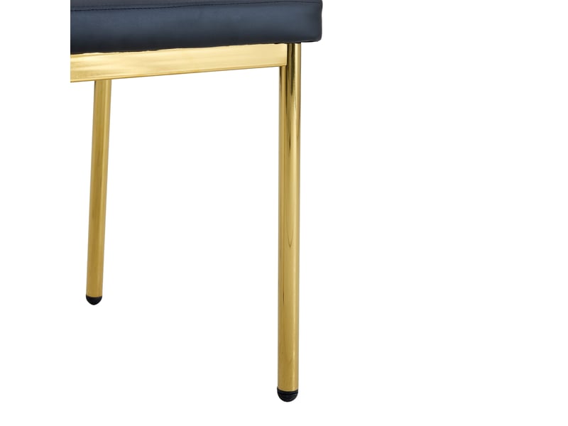  Lot de 4 chaises de salle à manger 43x42,6x93 cm, style luxe léger, dossier rainuré, hydrofuge, pu, noir et doré  - Conforama E
