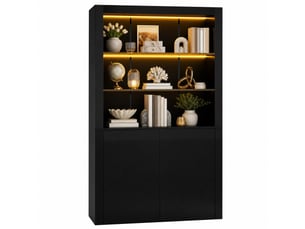 Vitrine coloris noir 2 étagère(s) <strong>DESMIU</strong> <strong></strong> - 100 cmx170 cm